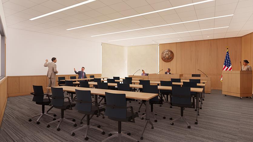 图片:新戴森中心的模拟法庭, 由安行为 Architects提供, 现为Annum建筑事务所